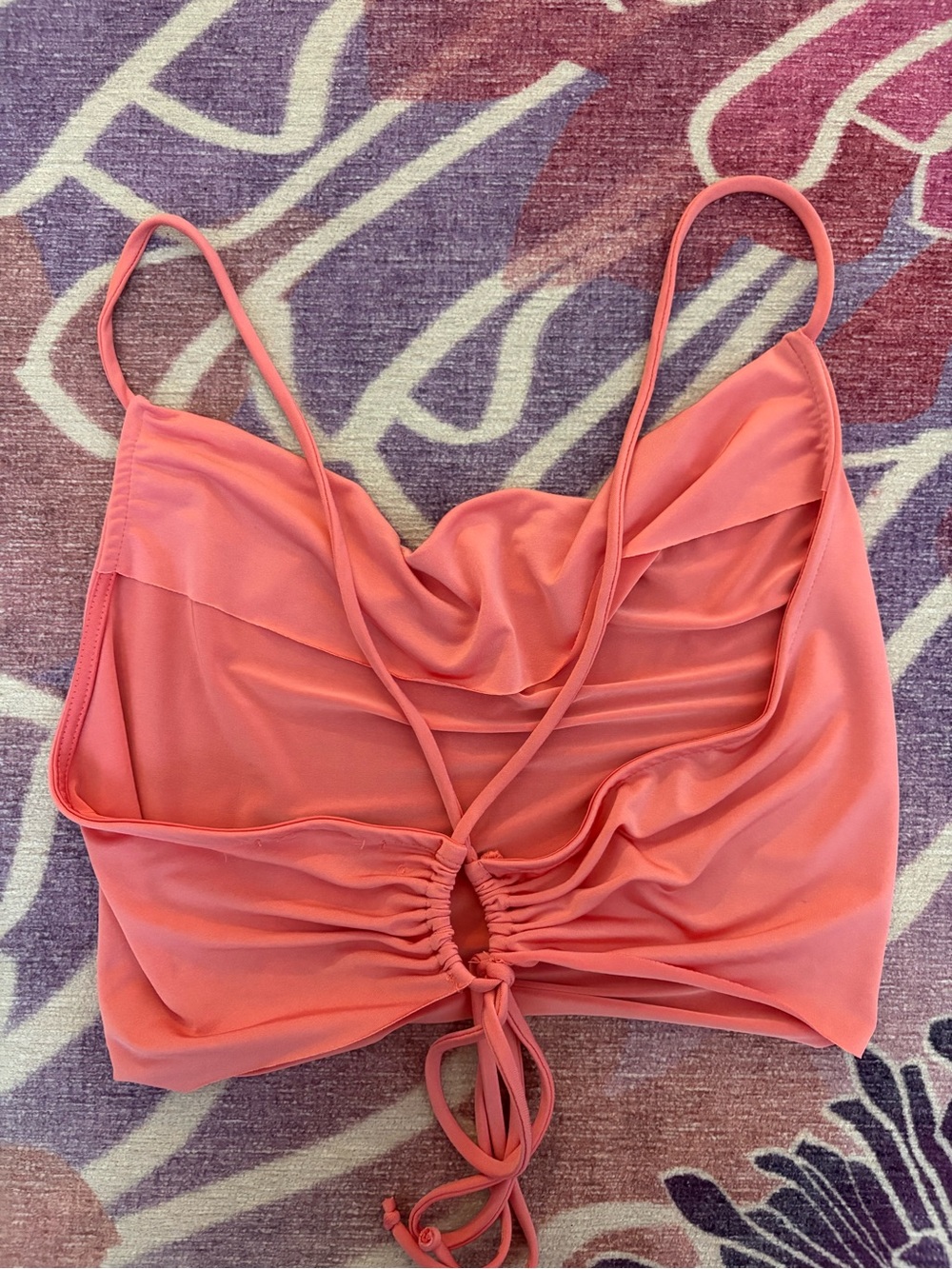 Soft Coral Cowl Neck Drawstring Camisole